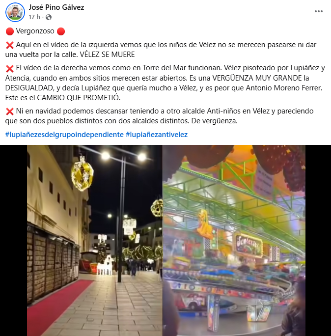 Publicación de Pino en sus redes 