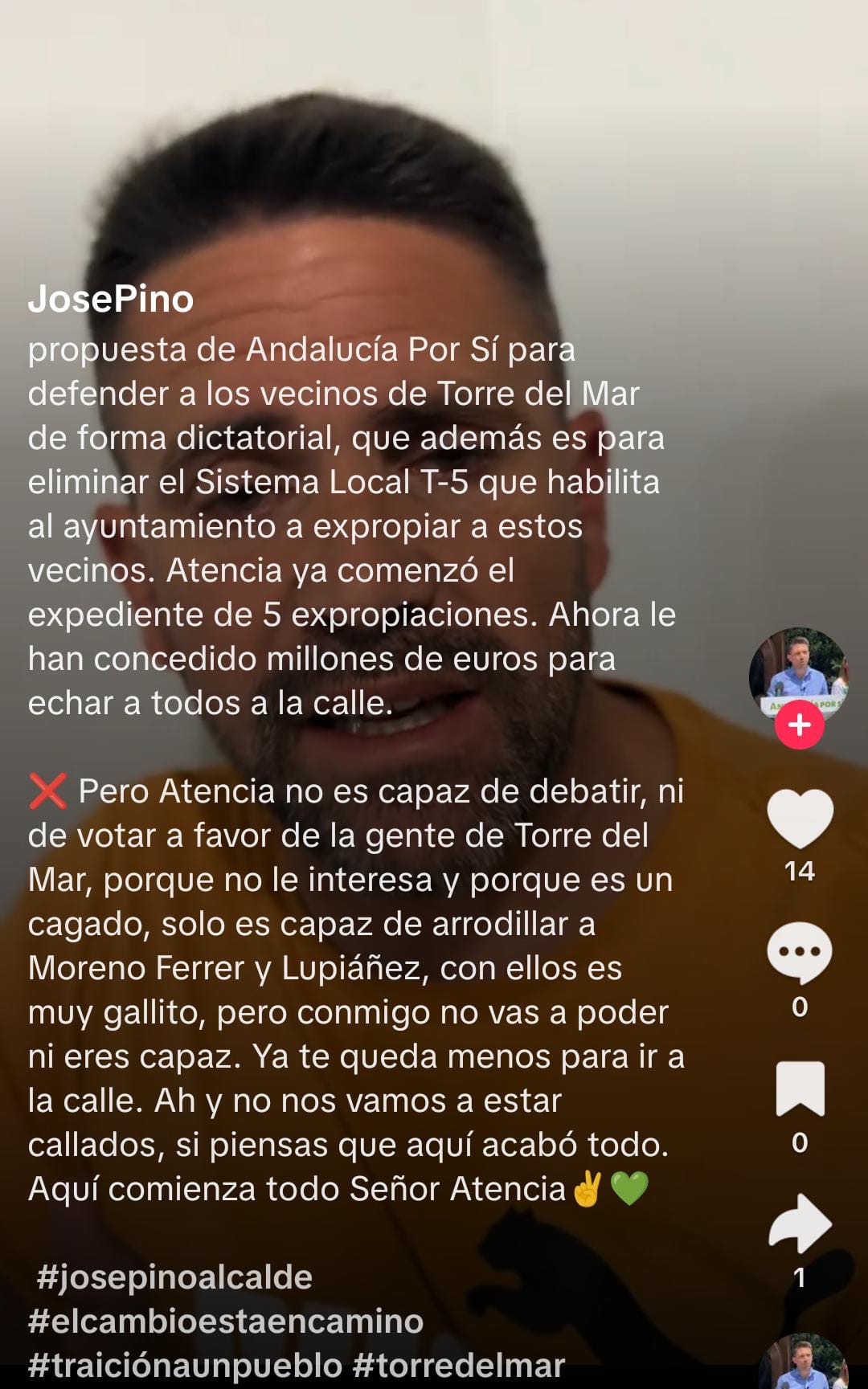 Publicación de Pino donde parece que no está bien