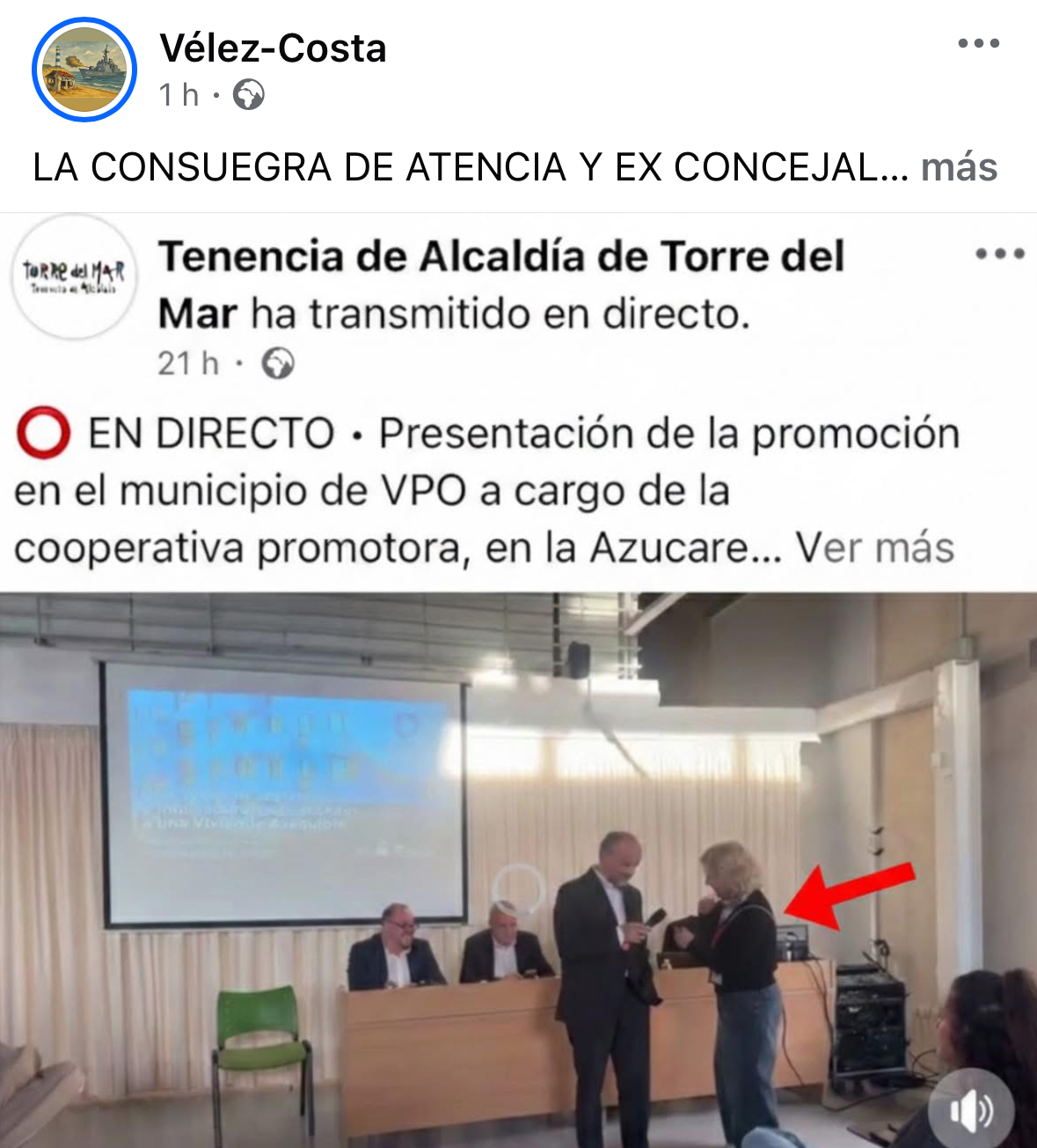 Así señalan a trabajadores en la página. Vélez-Costa, con flechas rojas apuntándoles a la sien